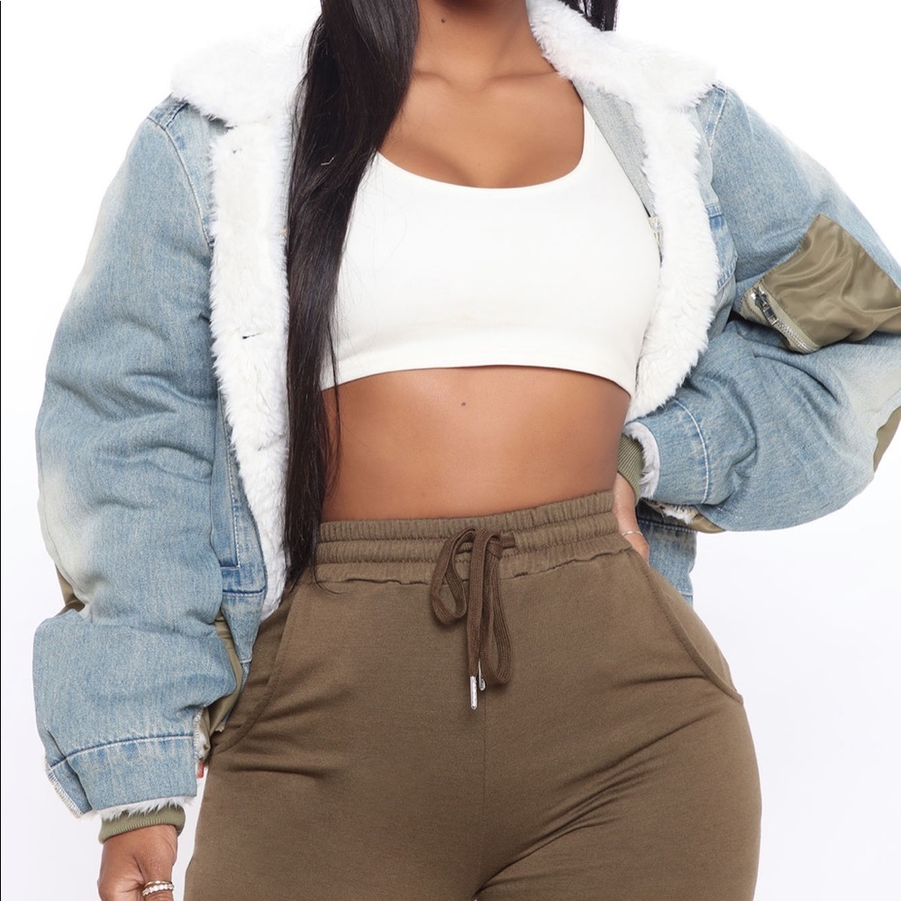 Denim Bomber Jacket - Olive/combo